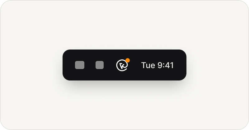 The menu bar icon with a dot